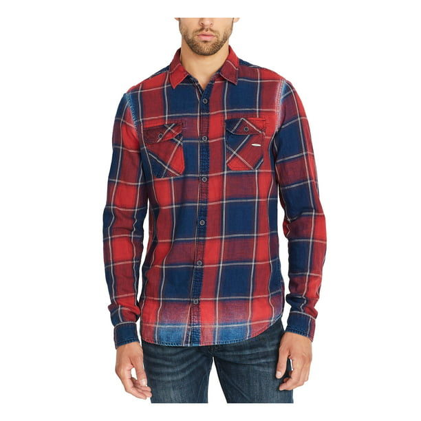 Sweatwater Mens Buffalo Casual Slim Fit Checkered Button Down Square Collor Shirts 